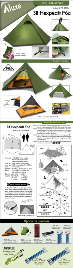 Luxe Outdoor Tent Sil Hexpeak F6a -Backpacking Light Salg 166850419 origpic 54f983