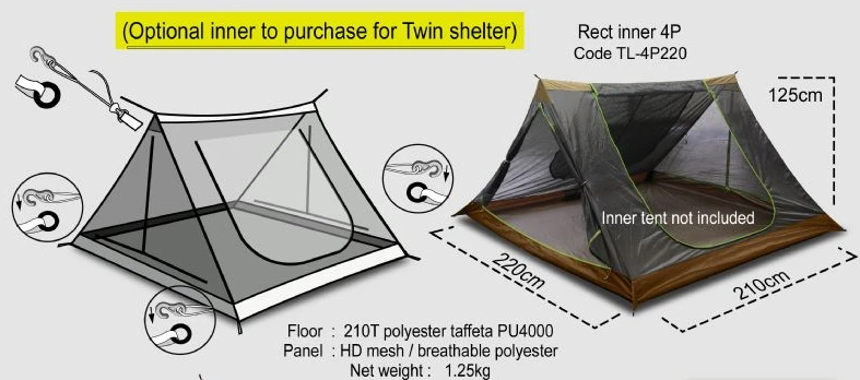 Luxe Outdoor Twin Shelter With Stove Jack 4p Tent 4 Luxe Outdoor Twin Shelter With Stove Jack 4p Tent - Billede 2